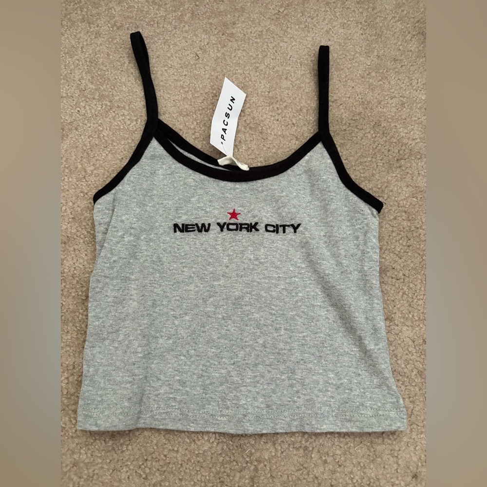 Brandy Melville NWT Gray and Black Camisole with NYC Design